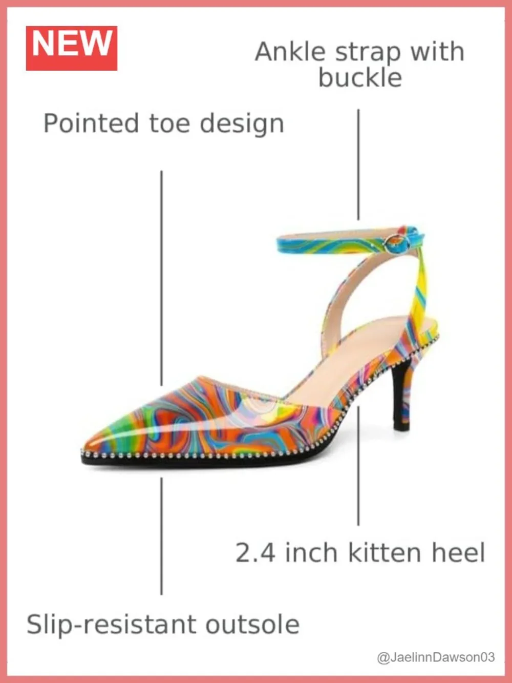 Kitten Heels for Women Low Heel Closed Toe Ankle Strap Pumps Beaded Dress Shoes